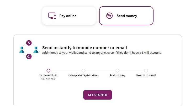 Sending money through Skrill